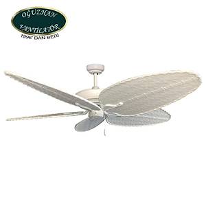 O�uzhan - The Outdoor Series Beyaz - 132 Cm. Beyaz Plastik Bambu Kanatl� D�� Mekan Tavan Vantilat�r�