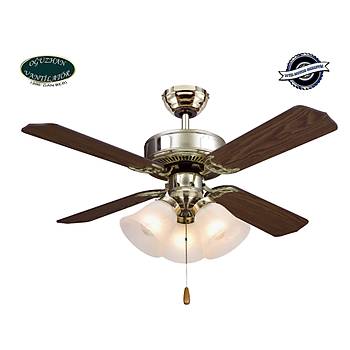 Ouzhan - Builder Series Antik Pirin - 107 Cm. 3 l Zil Cam Aydnlatmal Tavan Vantilatr