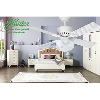 Hunter - Bayport Beyaz - 107 Cm. Beyaz Kre Cam Aydnlatmal Tavan Vantilatr