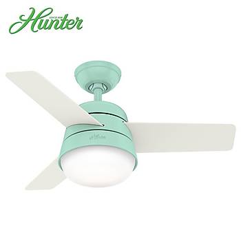 Hunter - Finley Ak Yeil - 92 Cm. Aydnlatmal Duvar Kumandal Tavan Vantilatr