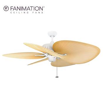 Fanimation - Belleria Mat Beyaz - 132 Cm. Düz Renk Plastik Palmiye Kanatlı Dış Mekan Tavan Vantilatörü