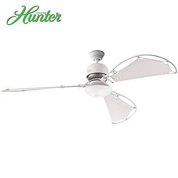 Hunter - Avalon Beyaz - 158 Cm. Bez Kanatlı Buzlu Delikli Cam Aydınlatmalı Tavan Vantilatörü