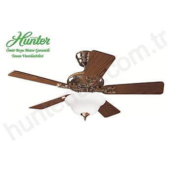 Hunter - Seville Parlak Pirin - 112 Cm. Beyaz Buzlu Cam Aydnlatmal Tavan Vantilatr