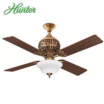 Hunter - 1886 Series Parlak Pirin - 132 Cm. Aydnlatmal Tavan Vantilatr