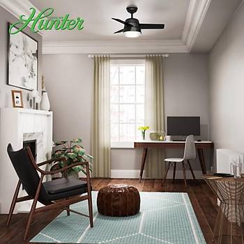 Hunter - Finley Mat Siyah - 92 Cm. Aydnlatmal Duvar Kumandal Tavan Vantilatr