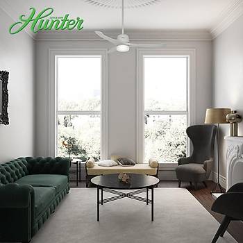 Hunter - Harmony Beyaz - 137 Cm. Aydnlatmal Duvar Kumandal Tavan Vantilatr
