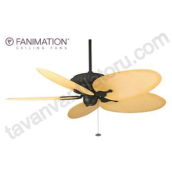 Fanimation - Belleria Dokulu Siyah - 132 Cm. Düz Renk Plastik Palmiye Kanatlý Tavan Vantilatörü