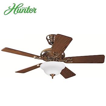 Hunter - Seville Parlak Pirin - 112 Cm. Buzlu Cam ukur Tabak Aydnlatmal Tavan Vantilatr