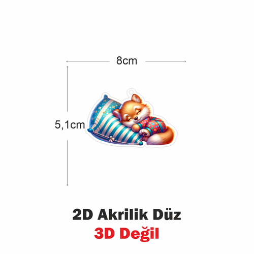 Araba Ayna S�s� Bebek Tilki, Pleksi Malzeme, UV Bask�l�