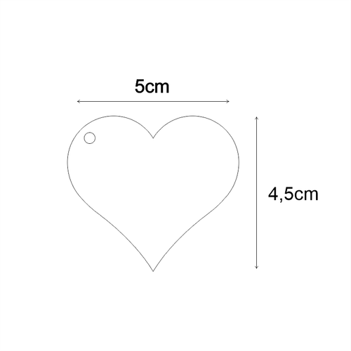Pleksi Kalp Anahtarlık Hazır Baskısız Şeffaf 5x4,5cm - Kalınlık 3mm