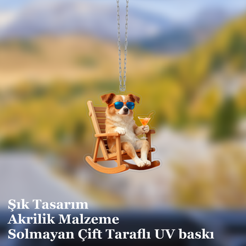 Araba Ayna S�s�, Araba S�s�, �anta Aksesuar� Keyifli K�pek, Pleksi Malzeme, UV Bask�l�