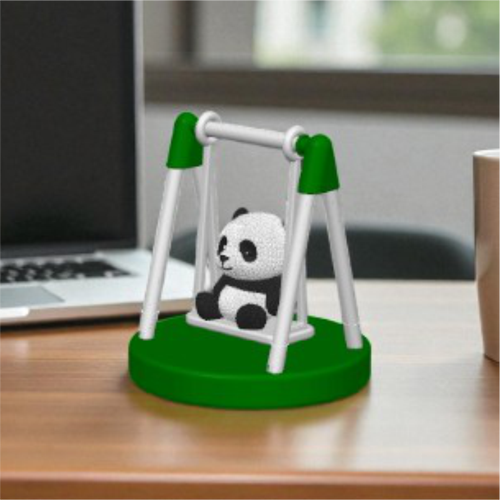 Sevimli Sal�ncakta Sallanan Panda Ye�il, Araba Yada T�m Ya�am Alanlar� i�in Fig�r