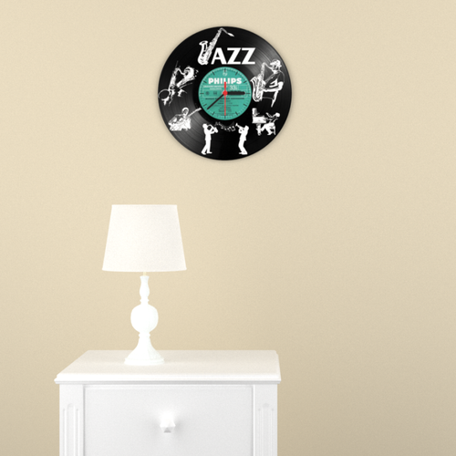 Plak Jazz Temalı Pleksi Duvar Saati