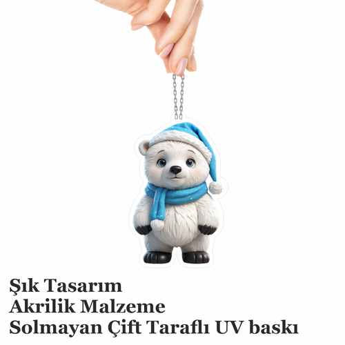 Araba Ayna Ss Sevimli Kutup Ays, Pleksi Malzeme, UV Baskl