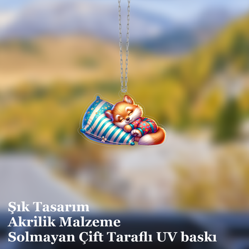 Araba Ayna S�s� Bebek Tilki, Pleksi Malzeme, UV Bask�l�