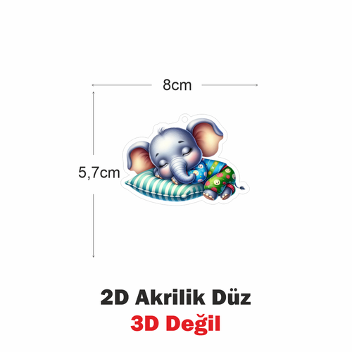 Araba Ayna S�s� Bebek Fil, Pleksi Malzeme, UV Bask�l�