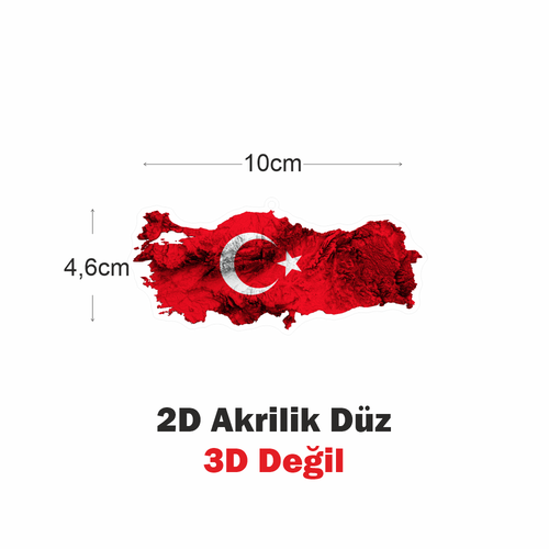 Araba Ayna Ss Trkiye Haritas, Pleksi Malzeme, UV Baskl