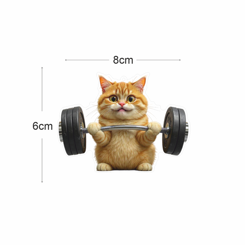 Araba Ayna Ss Halterci Kedi, Pleksi Malzeme, UV Baskl