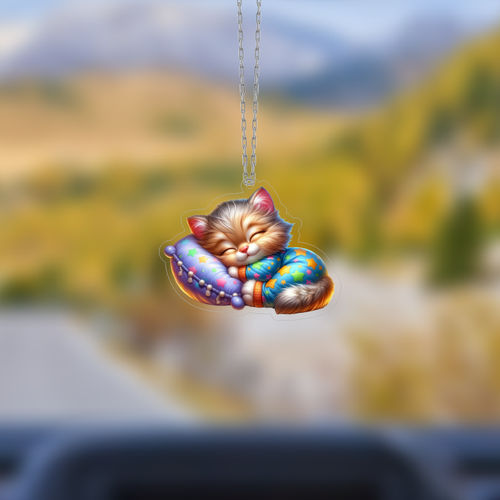 Araba Ayna S�s� Bebek Kedi, Pleksi Malzeme, UV Bask�l�