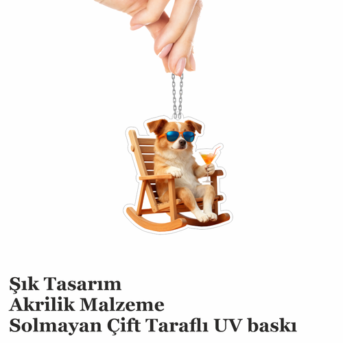 Araba Ayna S�s�, Araba S�s�, �anta Aksesuar� Keyifli K�pek, Pleksi Malzeme, UV Bask�l�