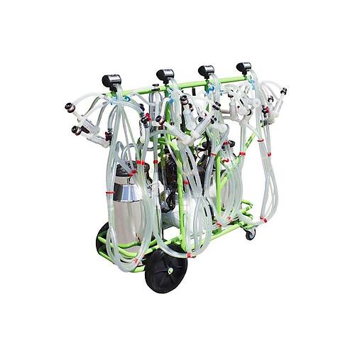 Koyun i�in iki paslanmaz �elik g���ml� sekiz sa��ml�, damlama ya�l�, 375 lt/dk vakum pompal� hareketli tip s�t sa��m makinesi