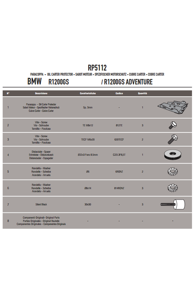  GIVI RP5112 BMW R1200GS-R1200GS ADVENTURE (13-18)-R1200R/RS (15-18) - R1250RS (19-21) KARTER KORUMA 