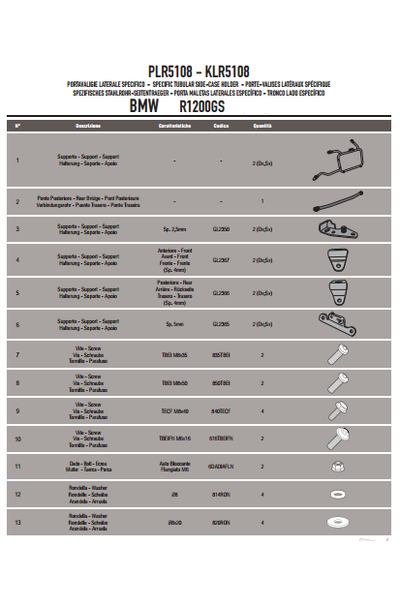  GIVI PLR5108 BMW R 1200 GS-ADVENTURE (13-18)-R1250 GS (19-21)-ADVENTURE (19-21) YAN ÇANTA TAÞIYICI 