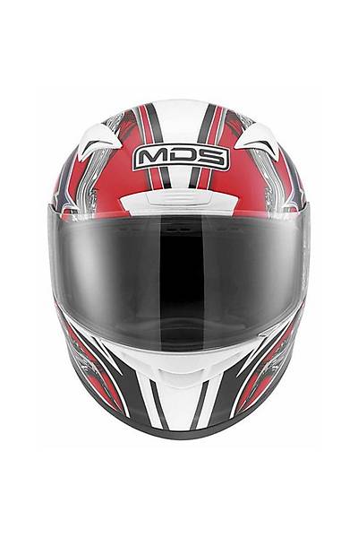 Mds M13 Brush White Red Kapalý Kask