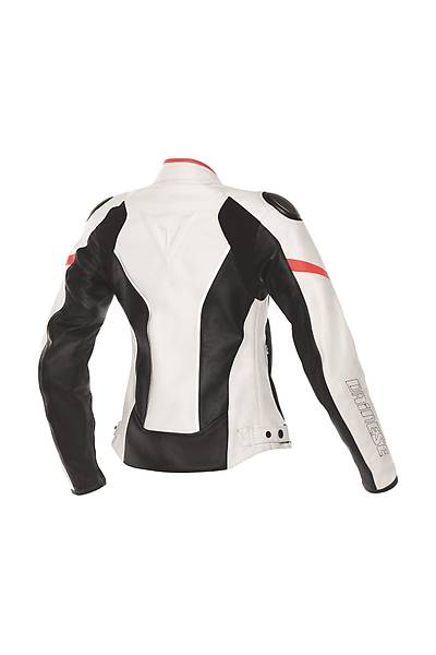 Dainese G.Racing D1 Lady Pelle Deri Mont White Black Fluo Red