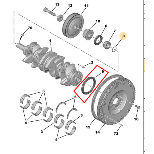 ORJNAL 307 ORJINAL ARKA KRANK KEE 2.0 HDI 2.0 BENZNL 012728