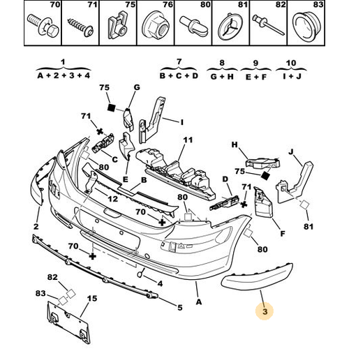 ORJNAL 307 CC SOL ARKA TAMPON BANDI 7452Y9