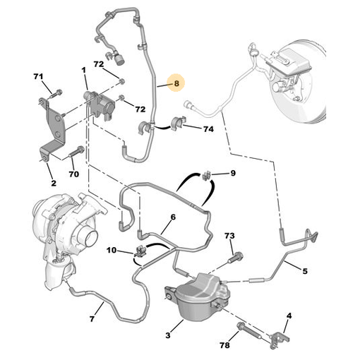 ORJNAL 307 1.6 HDI 110HP  TURBO BASINC VALF - VAKUM DEPO ARASI HORTUM  110HP 37009