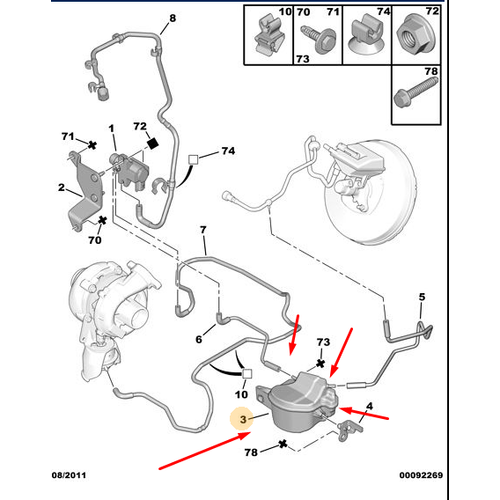 ORJNAL 307 TURBO VAKUM DEPOSU 1.6 HDI DV6 37007