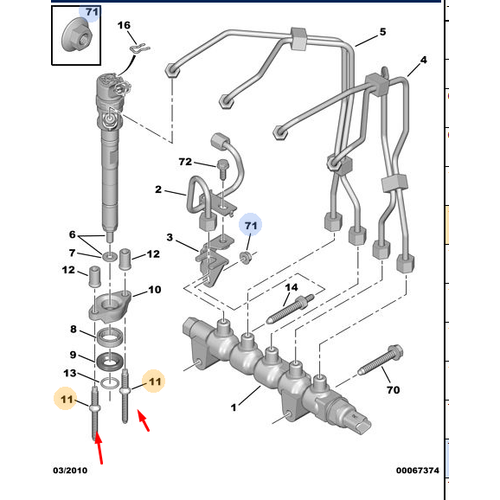MDKAUTOPART Injector Stud Kit – Citroen Peugeot 1.6 HDI DV6 – 198263 198283 – Germany Made