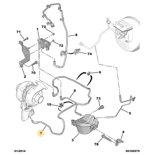ORJNAL 307 1.6 HDI 110HP TURBODAN CIKIP  - TURBO BASINC VALF ARASI  HORTUM  37010