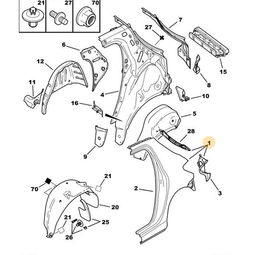 ORJNAL SOL ARKA AMURLUK 307 8525ER