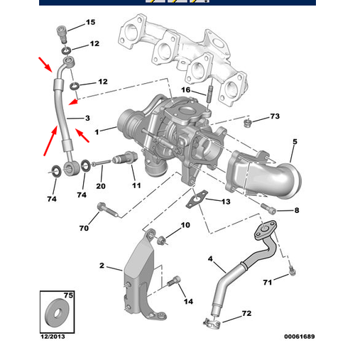 ORJNAL 307 2.0 DZEL TURBO YALAMA BORUSU DW10 116438
