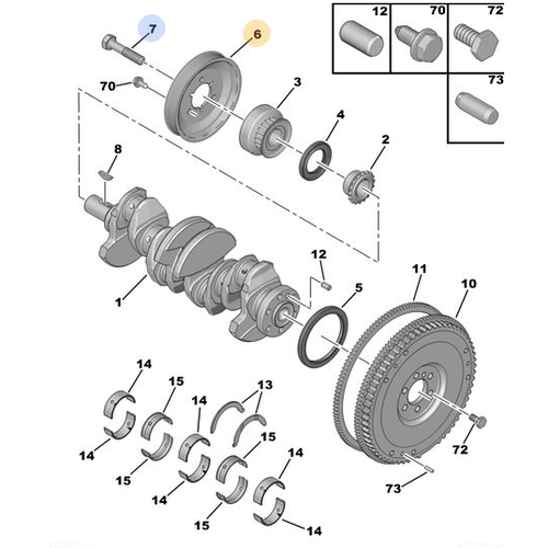 ORJNAL 307 KRANK KASNAK 1.6 BENZINLI / 1.4 BENZNL ( AS NO KONTROL) 0515R8