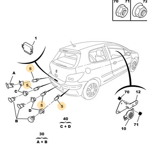 ORJNAL 307 ARKA PARK SENSR - AS KONTROL 659095