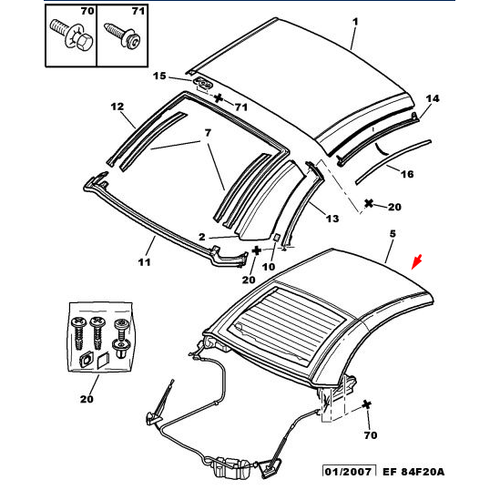 ORJNAL 307 CC AILIR TAVAN KOMPLE  8446R2