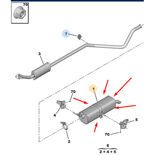 ORJNAL 307 ARKA EGZOZ SUSTURUCU  9805296880