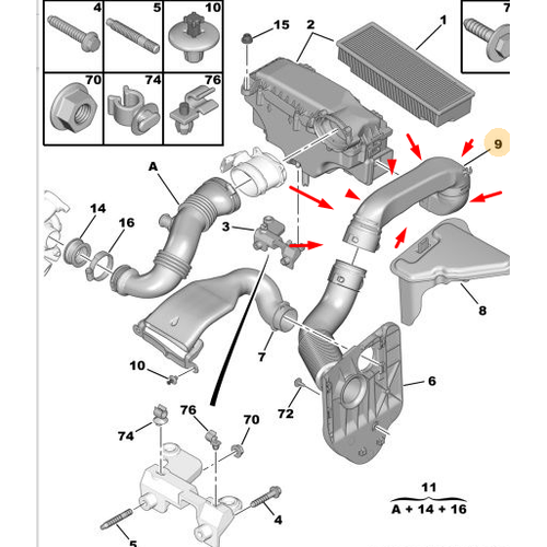 ORJNAL 307 HAVA FLTRE HORTUMU GR 1.6 DZEL DV6 1434C1
