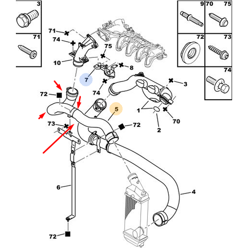 ORJNAL 307 EANJR HORTUMU - INTERCOOLER STNDEN MANFOLT A GDEN HORTUM 0382CA