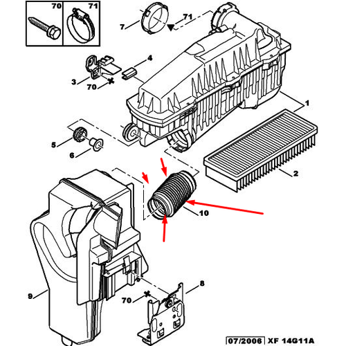 ORJNAL 307 HAVA FLTRE ARA BORUSU  1.6 BENZNL 2006-2008 1680408480