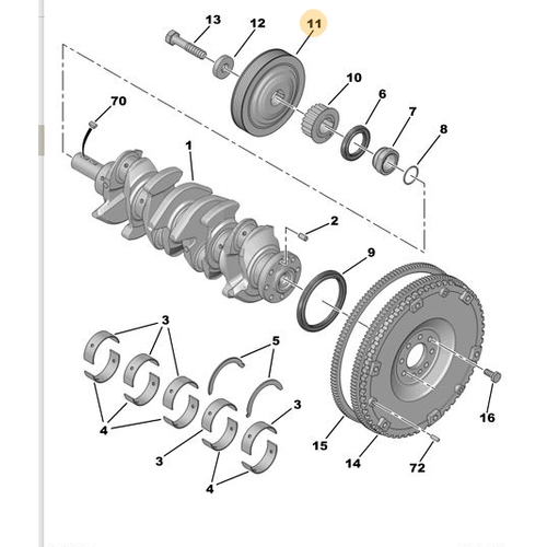 ORJNAL 307 KRANK KASNAK 2.0 BENZINLI EW10J4 ( AS NO KONTROL) 0515R1