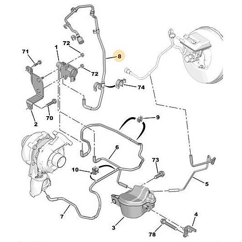 ORJNAL 307 1.6 HDI 110 HP TURBO VAKUM HORTUM DV6 110HP 37022