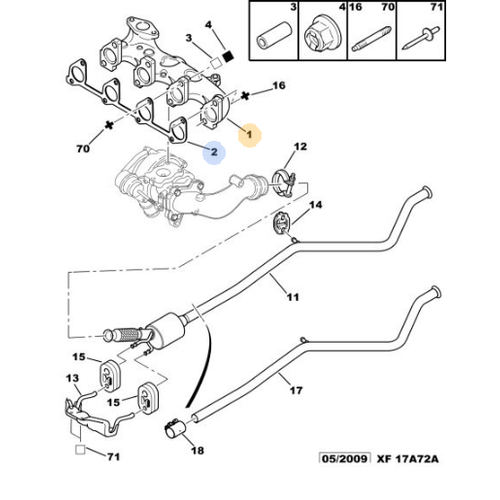 ORJNAL 307 2.0 DZEL EGZOZ MANFOLT DW10 0341E6