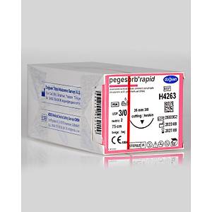 Do�san Pegesorb Rapid 3/0 26mm 3/8 Ters Keskin 75cm PGA Emilebilir S�tur H4263