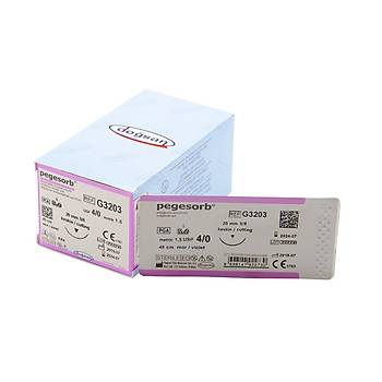 Dosan Pegesorb 4/0 20mm 3/8 Ters Keskin 45cm PGA Emilebilir Stur G3203