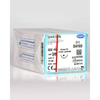 Dosan pek 3/0 16mm 1/2 Yuvarlak 75cm Emilemeyen Stur S4160